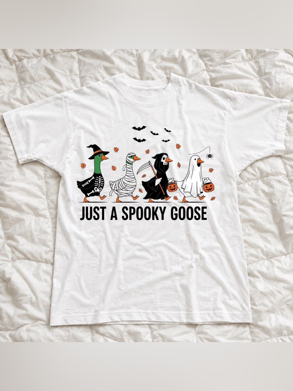 Just A Spooky Goose Halloween Costume T-Shirt - White Vintage